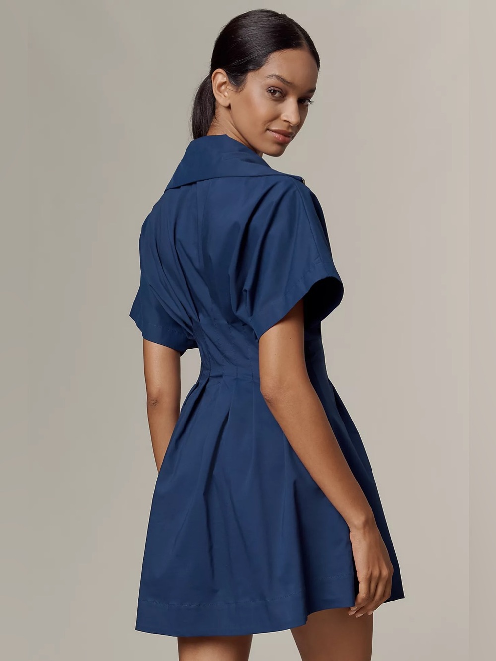 The Tobie Zip-Front Mini Shirt Dress by Exquise - Picture 3 of 7